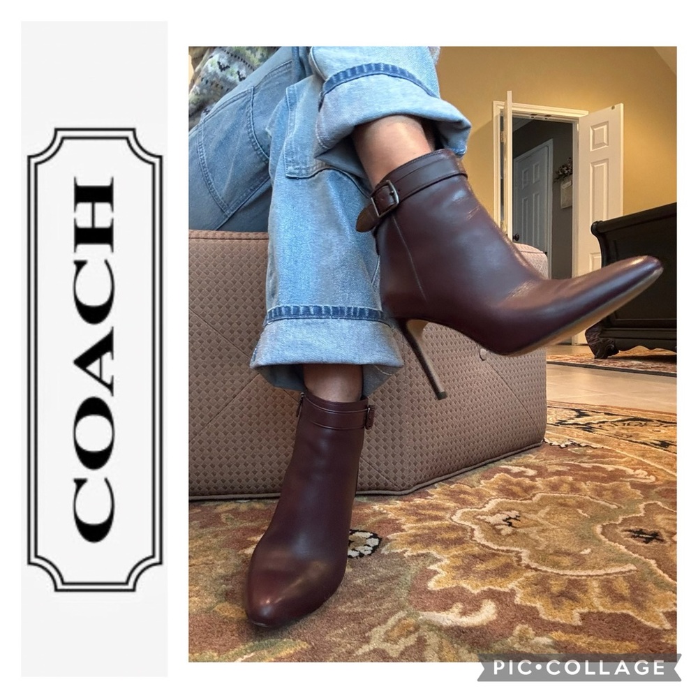 🦋COACH Women's Lenox Warm Oxblood Leather Ankle Boots🦋